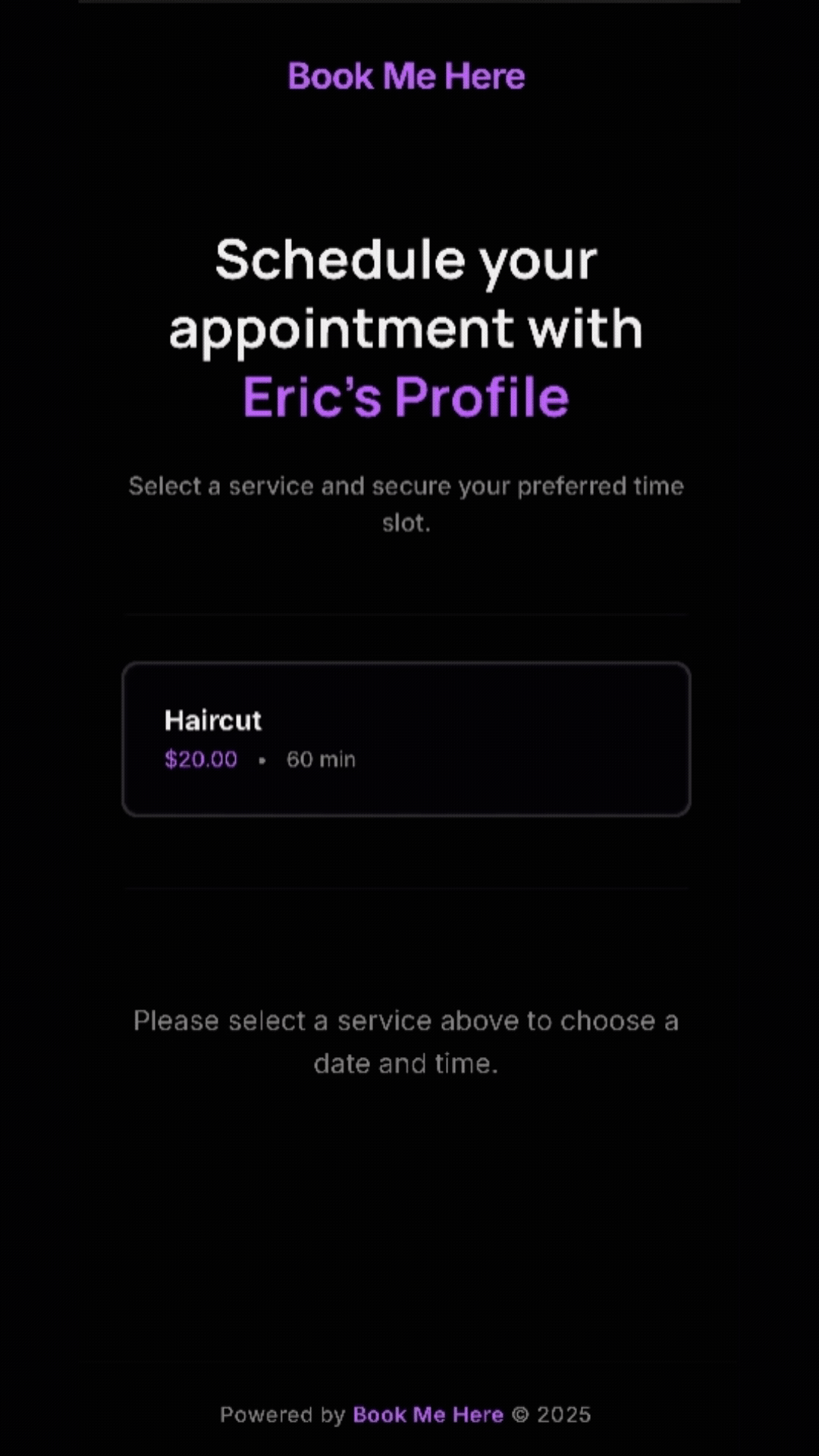 Screen recording of customer booking flow (mobile-first)